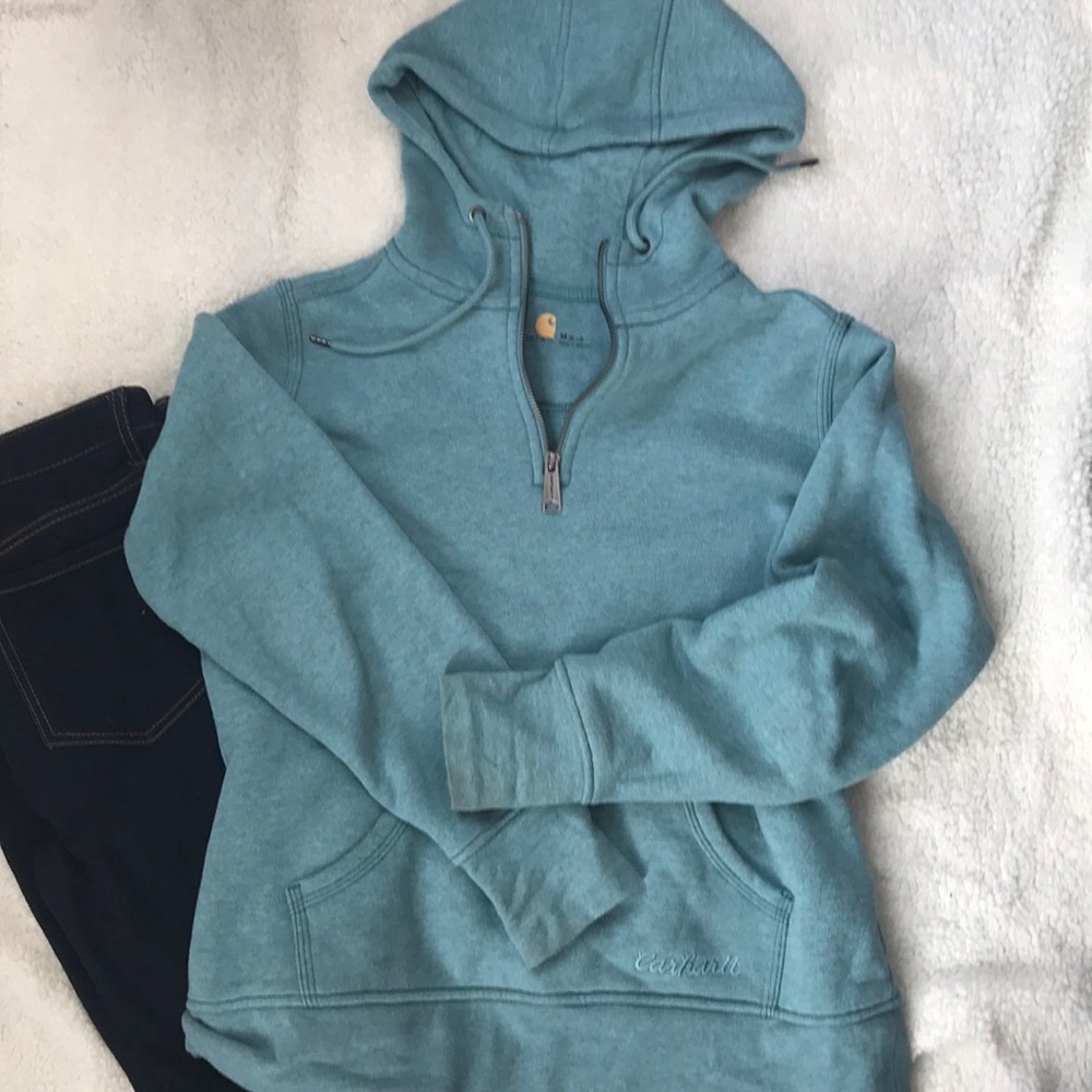 Carhartt teal hooded zip up sweatshirt